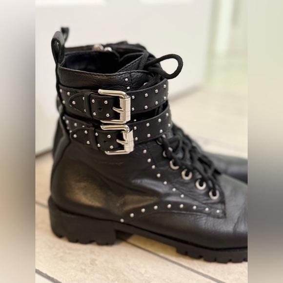 Rebecca Minkoff - Black Studded Leather Ankle Boots - size 8.5 - Picture 6 of 11